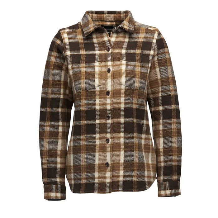 Black Diamond W Project Heavy Flannel Bark Brown-Off White Plaid Dam - Tröja