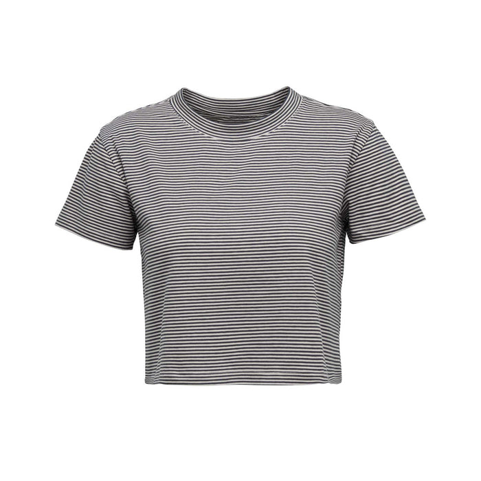 Black Diamond W Bd Stripe Crop Ss Tee Off White-Charcoal Dam - T-Shirt