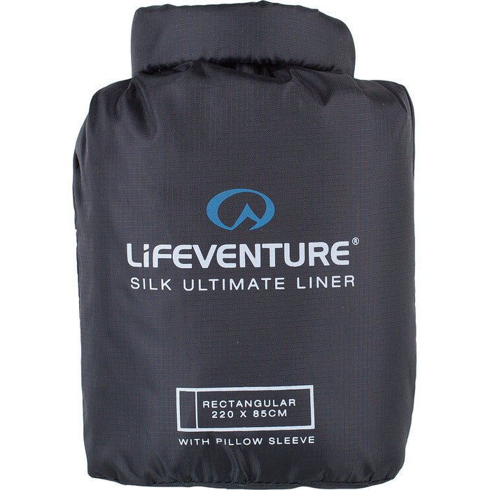 Lifeventure Silk Ultimate Sleeping Liner, Rect. Black 220X85 Cm